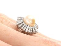 Natural Saltwater Pearl & 0.95ct Diamond, 18ct White Gold Dress Ring c.1930 (11 of 12) Natural Saltwater Pearl & 0.95ct Diamond, 18ct White Gold Dress Ring c.1930 (11 of 12)