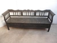 Shabby Chic Black 4 Seater Antique Pine Kitchen / Hall Box Settle / Bench (5 of 10) Shabby Chic Black 4 Seater Antique Pine Kitchen / Hall Box Settle / Bench (5 of 10)
