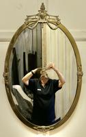 Long Oval Art Deco Gilt Brass Wall Mirror (2 of 4) Long Oval Art Deco Gilt Brass Wall Mirror (2 of 4)