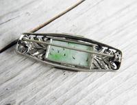 Art Deco Silver and Jadeite Brooch with Marcasites, 1930s (3 of 7) Art Deco Silver and Jadeite Brooch with Marcasites, 1930s (3 of 7)