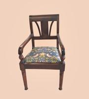 Vintage Oak Childs Armchair with William Morris Upholstery