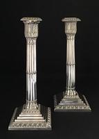A Victorian pair of silver plated Corinthian column candlesticks (2 of 5) A Victorian pair of silver plated Corinthian column candlesticks (2 of 5)