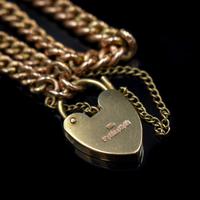 Vintage Heart Padlock Fancy Curb 9ct 9K Gold Bracelet 6" (6 of 11) Vintage Heart Padlock Fancy Curb 9ct 9K Gold Bracelet 6" (6 of 11)