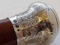 Victorian 1888 Walking Stick Cane Solid Silver Pommel Malacca Shaft Welsh (5 of 8) Victorian 1888 Walking Stick Cane Solid Silver Pommel Malacca Shaft Welsh (5 of 8)