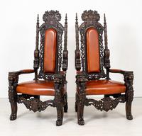 Superb Pair of Oak Throne Chairs (8 of 14) Superb Pair of Oak Throne Chairs (8 of 14)