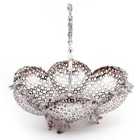 Decorative Cast Victorian Silver Plated Basket with a Pierced Ribbed Body (4 of 8) Decorative Cast Victorian Silver Plated Basket with a Pierced Ribbed Body (4 of 8)