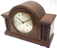 Solid Oak Hat Shaped Mantel Clock 8-day by Hac Westminster Chime (7 of 10) Solid Oak Hat Shaped Mantel Clock 8-day by Hac Westminster Chime (7 of 10)
