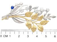 0.22ct Sapphire & 1.82ct Diamond, 18ct Yellow & White Gold Spray Brooch c.1930 (7 of 9) 0.22ct Sapphire & 1.82ct Diamond, 18ct Yellow & White Gold Spray Brooch c.1930 (7 of 9)