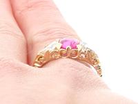 1.28ct Burmese Pink Sapphire & 0.76ct Diamond, 22ct Yellow Gold Trilogy Ring - Antique Victorian (12 of 12) 1.28ct Burmese Pink Sapphire & 0.76ct Diamond, 22ct Yellow Gold Trilogy Ring - Antique Victorian (12 of 12)