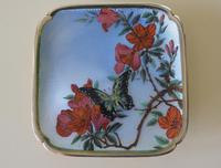 Antique Silver Guilloche Dish Painted with Butterfly & Flowers - 1911 (3 of 11) Antique Silver Guilloche Dish Painted with Butterfly & Flowers - 1911 (3 of 11)