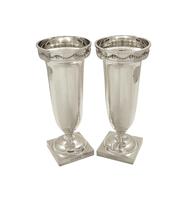 Pair of Antique Sterling Silver 7 1/2" Vases 1913 (5 of 7) Pair of Antique Sterling Silver 7 1/2" Vases 1913 (5 of 7)