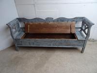 3/4 Seater Antique Pine Painted Distressed Light Grey Box Settle / Bench (9 of 9) 3/4 Seater Antique Pine Painted Distressed Light Grey Box Settle / Bench (9 of 9)