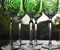 5 Green Hock Glasses Bohemian 1960 (2 of 5) 5 Green Hock Glasses Bohemian 1960 (2 of 5)