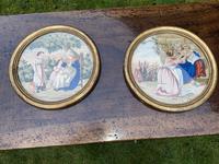Pair of circular needlepoint pictures in original gilt frames (3 of 4) Pair of circular needlepoint pictures in original gilt frames (3 of 4)