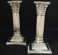 Pair of Square Base Late Victorian Silver Plate Corinthian Column Candlesticks (4 of 6) Pair of Square Base Late Victorian Silver Plate Corinthian Column Candlesticks (4 of 6)