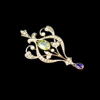 Antique Edwardian Amethyst Peridot & Pearl Lavalier 9ct 9K Yellow Gold Pendant (3 of 8) Antique Edwardian Amethyst Peridot & Pearl Lavalier 9ct 9K Yellow Gold Pendant (3 of 8)