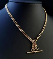 Antique 9ct Yellow Gold Double Albert Chain, Watch Chain, Curb Link (13 of 13) Antique 9ct Yellow Gold Double Albert Chain, Watch Chain, Curb Link (13 of 13)