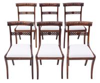 Set of 6 Regency Faux Rosewood / Beech Dining Chairs 19th Century