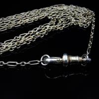 Antique Victorian Sterling Silver Long Guard Muff Chain Necklace with Dog Clip (6 of 8) Antique Victorian Sterling Silver Long Guard Muff Chain Necklace with Dog Clip (6 of 8)