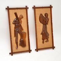1960’s Pair of Carved Walnut Decorative Reliefs Wall Art (2 of 11) 1960’s Pair of Carved Walnut Decorative Reliefs Wall Art (2 of 11)
