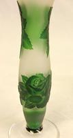 Pair of Green Cameo Glass Vases (3 of 3) Pair of Green Cameo Glass Vases (3 of 3)