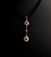 Art Nouveau Ruby & Zircon Drop Pendant, Floral (7 of 10) Art Nouveau Ruby & Zircon Drop Pendant, Floral (7 of 10)