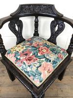 Victorian Carved Oak Corner Chair with Floral Upholstery (8 of 9) Victorian Carved Oak Corner Chair with Floral Upholstery (8 of 9)