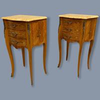 Pair of Marquetry & Marble Top Side Tables (3 of 8) Pair of Marquetry & Marble Top Side Tables (3 of 8)