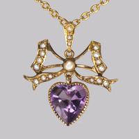Antique Seed Pearl & Amethyst Pendant 15ct Gold Victorian / Edwardian Necklace (7 of 10) Antique Seed Pearl & Amethyst Pendant 15ct Gold Victorian / Edwardian Necklace (7 of 10)