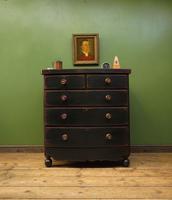Large Antique Painted Black Bow Front Chest of Drawers, Gothic Shabby Chic (16 of 19) Large Antique Painted Black Bow Front Chest of Drawers, Gothic Shabby Chic (16 of 19)