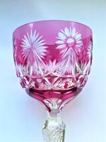 Vintage Bohemian Cranberry Cut Hock Glass (6 of 7) Vintage Bohemian Cranberry Cut Hock Glass (6 of 7)