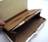 Quality Victorian 1894 Solid Sterling Silver & Leather Aide Memoire Card Note Stamp Case Purse Wallet. English Hallmarked (11 of 12) Quality Victorian 1894 Solid Sterling Silver & Leather Aide Memoire Card Note Stamp Case Purse Wallet. English Hallmarked (11 of 12)