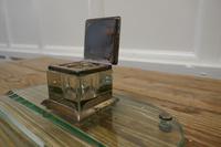 Art Deco Glass and Brass Desk Inkwell with Pen Rest (8 of 8) Art Deco Glass and Brass Desk Inkwell with Pen Rest (8 of 8)
