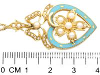 Seed Pearl, Enamel & 18ct Yellow Gold Pendant - Antique c.1890 (6 of 9) Seed Pearl, Enamel & 18ct Yellow Gold Pendant - Antique c.1890 (6 of 9)