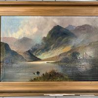 Antique large Scottish landscape oil painting of cottage by loch signed Montgomery Ansell (5 of 10) Antique large Scottish landscape oil painting of cottage by loch signed Montgomery Ansell (5 of 10)