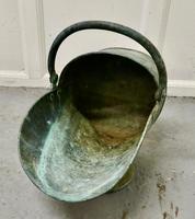 Large Arts and Crafts Shabby (verdigris) Copper Helmet Coal Scuttle (3 of 4) Large Arts and Crafts Shabby (verdigris) Copper Helmet Coal Scuttle (3 of 4)
