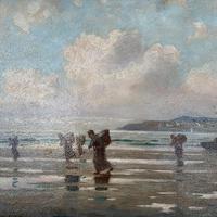 Antique marine seascape oil painting of fishing scene signed W Richards 2 of 2 (8 of 10) Antique marine seascape oil painting of fishing scene signed W Richards 2 of 2 (8 of 10)