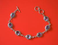 Old 925 Sterling Silver Amethyst Gem Set Link Bracelet - Boxed (3 of 8) Old 925 Sterling Silver Amethyst Gem Set Link Bracelet - Boxed (3 of 8)