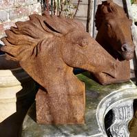 Pair of Large Outdoor Weathered Cast Iron Horse Heads (7 of 7) Pair of Large Outdoor Weathered Cast Iron Horse Heads (7 of 7)