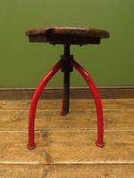 Antique Industrial Engineers, Machinists Stool, Red metal base, early 20th Century (9 of 9) Antique Industrial Engineers, Machinists Stool, Red metal base, early 20th Century (9 of 9)
