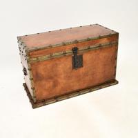 Antique Leather Bound Trunk / Blanket Chest
