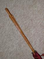 Vintage Hand Carved Handled Umbrella With Burgundy Canopy & Tassel (9 of 13) Vintage Hand Carved Handled Umbrella With Burgundy Canopy & Tassel (9 of 13)