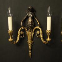 French Pair of Gilded Bronze Twin Arm Antique Wall Sconces (2 of 10) French Pair of Gilded Bronze Twin Arm Antique Wall Sconces (2 of 10)