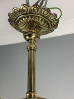 Victorian Gas Pole Brass Ceiling Light With Original Etched Shade; Rewired (4 of 11) Victorian Gas Pole Brass Ceiling Light With Original Etched Shade; Rewired (4 of 11)