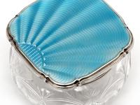 Silver and Enamel Jar with an Engine Turned Sun Burst Blue Guilloche Enamel Lid (4 of 5) Silver and Enamel Jar with an Engine Turned Sun Burst Blue Guilloche Enamel Lid (4 of 5)