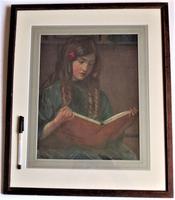 Christine McGregor, Girl Reading, pastel on board, c1918, signed, period frame (8 of 9) Christine McGregor, Girl Reading, pastel on board, c1918, signed, period frame (8 of 9)