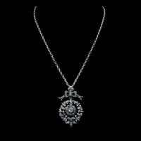 Antique Paste Bow Sterling Silver Drop Pendant and Chain Necklace (6 of 9) Antique Paste Bow Sterling Silver Drop Pendant and Chain Necklace (6 of 9)