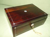 Unisex Inlaid Rosewood Jewellery Box + Tray. c1850 (13 of 13) Unisex Inlaid Rosewood Jewellery Box + Tray. c1850 (13 of 13)
