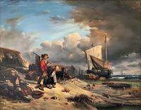 Beautiful Original Coastal Oil on Panel Painting with Fishing Boats & 2 Children (2 of 10) Beautiful Original Coastal Oil on Panel Painting with Fishing Boats & 2 Children (2 of 10)