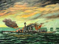 Large Seascape Oil Painting WW2 Battle "HMS Battleship Hood The Last Moments" (4 of 12) Large Seascape Oil Painting WW2 Battle "HMS Battleship Hood The Last Moments" (4 of 12)